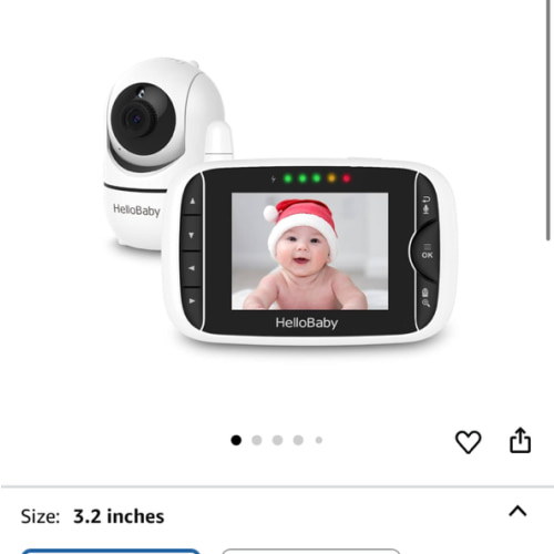 HelloBaby Video Baby Monitor with Remote Camera Pan-Tilt-Zoom, 3.2'' Color LCD Screen, Infrared Night Vision, Temperature Display, Lullaby, Two Way Audio