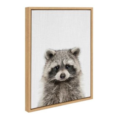 18" x 24" Sylvie Raccoon Color Framed Canvas by Simon Te of Tai Prints Gray - Kate & Laurel All Things Decor