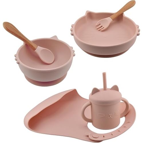 Premium baby feeding suction silicone set is great for led weaning for babies, good for a toddler flatware set, this baby plate bowl set is a food grade safe set of supplies