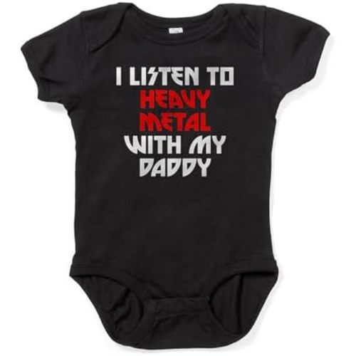 CafePress I Listen to Heavy Metal with My Daddy Baby Bodysui Cute Infant Bodysuit Baby Romper Dark