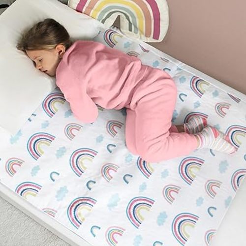 Hygge Sheets® Potty Training Pee Pads for Kids, Toddlers - 100% Waterproof, Non Slip Bed Wetting Pad for Twin Beds - Washable, Reusable Mattress & Sheet Protector - Rainbow