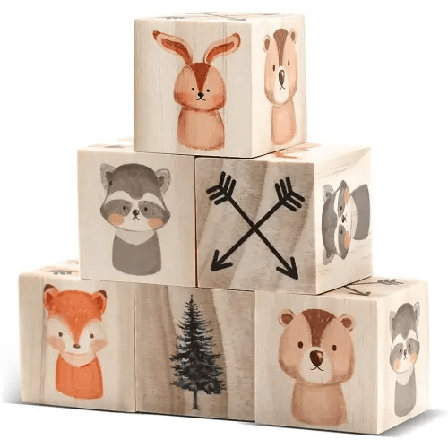Kigley 6 Pcs Nursery Decor for Girls and Boys Nursery Watercolor Shelf Decor for Bedroom Playroom Gifts (Woodland Animals)