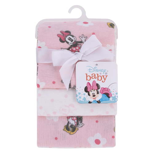 Disney Minnie Mouse Hello Gorgeous 4-PK Cotton Receiving Blankets, Pink, White, Girl