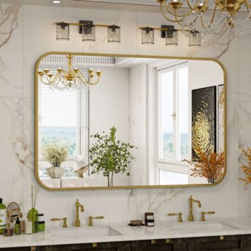 Beautypeak Rectangle Bathroom Vanity Mirrors 20"x28",gold