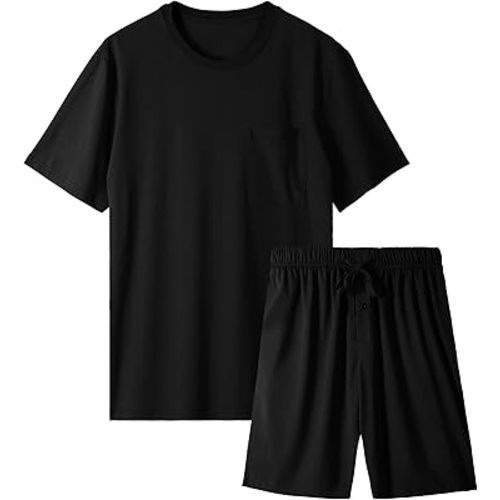BAMBOO COOL Men's Pajama Sets 2-piece Lounge Sleep Sets Soft Comfy Sleepwear Men Short Sleeves and Shorts Pjs Set with Pocket