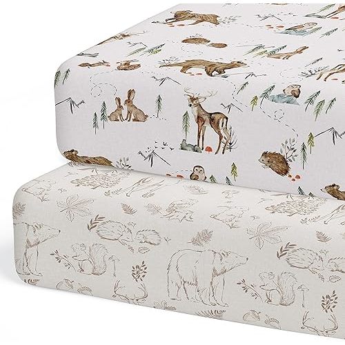 2-Pack Fitted Crib Sheets for Standard Crib (Magic Forest) - Premium Fitted Sheets - Buttery Soft Cotton Blend