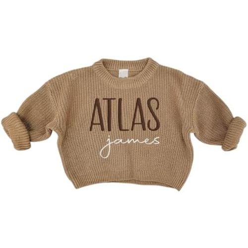 Personalized Baby Sweater with Name Custom Sweater for Newborn Boy Girl Embroidered Gift for Baby Shower Birthday Christmas