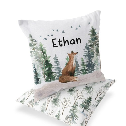 Fox Pillow, Woodland Pillow, Personalized Woodland Baby Gift, Forest Nursery Decor, Woodland Bedding, Custom Baby Pillow Enf - Etsy