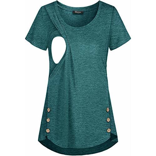 Quinee Women's Casual Button Side Nursing Tops Maternity Breastfeeding Tunic