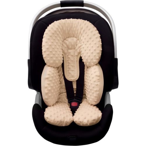 Pro Goleem Infant Car Seat Insert, Baby Head Neck Body Support, Soft Minky Newborn Car Seat Insert, 2-in-1 Reversible, Boys and Girls, Khaki
