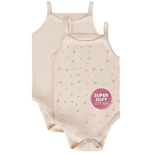 Feathers Super Soft Cotton Tank Top Baby Girl Undershirts – One-Piece Toddler Bodysuit (2 Pack)