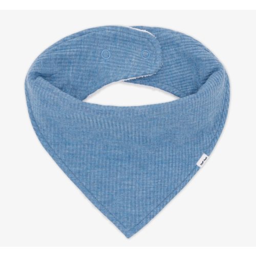 Heather Blue Ribbed Bandana Bib - Little Sleepies
