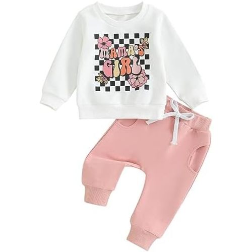 Karwuiio Toddler Baby Boy Girl Clothes Checkerboard Print Long Sleeve Sweatshirt Tops and Pants Fall Clothing Set