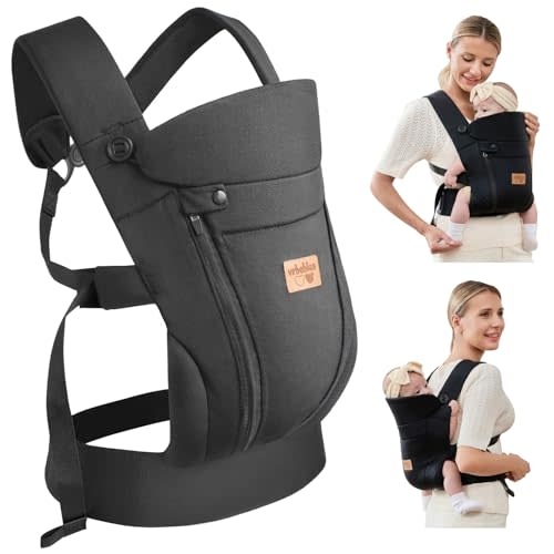vrbabies New Upgrade Ergonomic Baby Carrier Newborn Toddler Wrap Carrier,Hands Free Baby Sitting Support Sling,Breathable,Perfect for Infants/Chest Sling for Babies Shower Gift (Black)