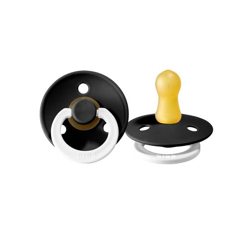 BIBS Pacifiers Colour Collection | Natural Rubber Baby Pacifier | Set of 2 BPA-Free Soothers | Made in Denmark | 0+ Months (Pack of 2) | Black Night