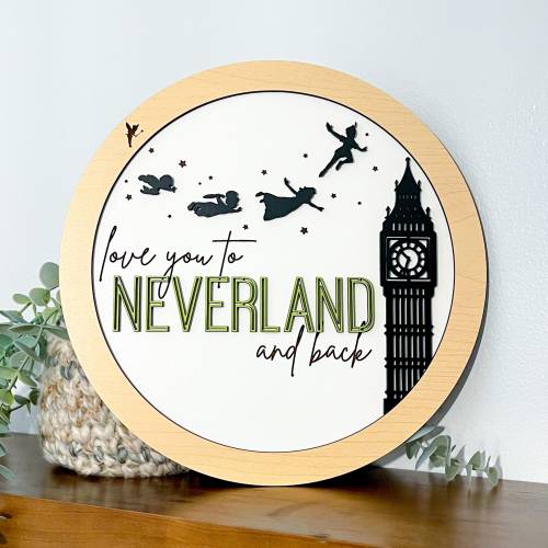 10&quot; Peter Pan Inspired Nursery Sign // Disney Nursery Wall Decor // Love you to Neverland and back