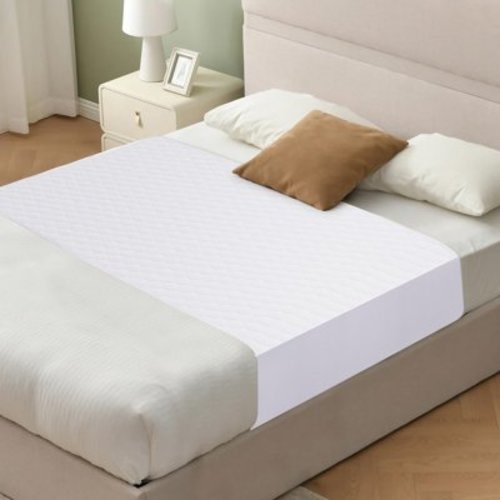 Saddle Style Washable Bed Pad for Incontinence, Waterproof and Reusable Underpad with Tuck-in Sides, Leakage & Sweat Mattress Protector for Adults, King 36x72 inch Bed Pads (2 Count,White)