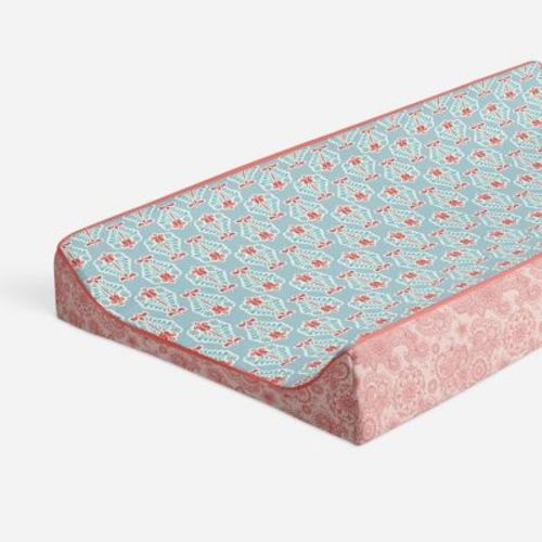 Bacati - Sophia Paisley Aqua/coral Floret Changing Pad Cover