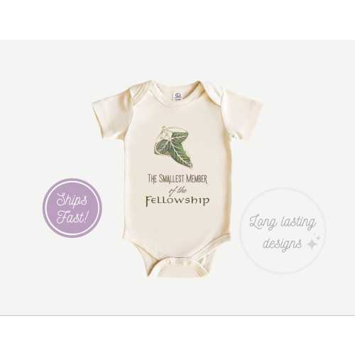 Smallest Member of The Fellowship Baby Onesie, T-shirt, Middle Earth Baby Bodysuit, Nerdy Baby Gift, The Shire Baby Onesie