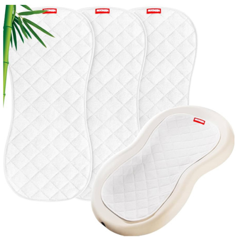 Moonsea Quilted Thicker Changing Pad Liner 3 Pack Waterproof, Fit for Changing Table Liners are Warm On a Baby's Back Non-Slip Design Reusable Pads Machine Washable, White
