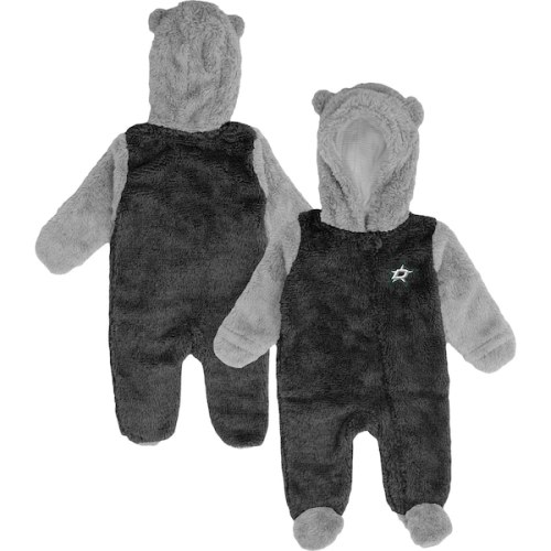 Newborn & Infant Dallas Stars Black Game Nap Teddy Fleece Bunting Full-Zip Sleeper