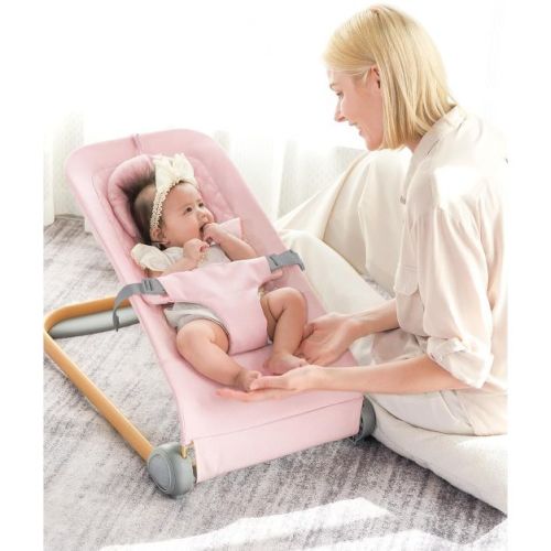 Fodoss Baby Bouncer, Portable Infant Bouncer Seat with Ergonomic Support, Foldable Baby Rocker Chair, Convertible Baby Bassinet for Newborns (PINK)