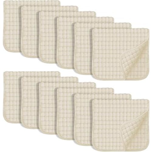 SWEET DOLPHIN 12 Pack Muslin Burp Cloths Large 100% Cotton Hand Washcloths for Baby - Baby Essentials Extra Absorbent and Soft Boys & Girls Milk Spit Up Rags for Newborn Registry - Ivory, 20" X10"