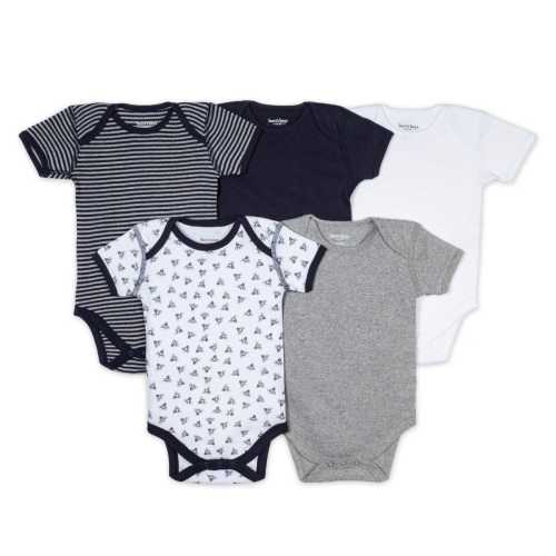 Bee Essentials Organic Short Sleeve Baby Bodysuits 5 Pack – Burt's Bees Baby