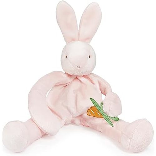 Bunnies By The Bay "Blossom" Bunny Silly Buddy - Animal Pacifier Holder Plush Toy with Velcro Loop Attachment - 10" (25cm) Size