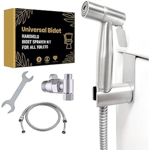 Handheld Bidet Sprayer kit | Cloth Diaper Sprayer Set | Fits All Types of Toilets | Perfect for Skirted or one-Piece or Elongated Toilets | Easy to Install Stainless-Steel Bidet