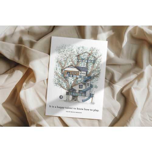 Ralph Waldo Emerson Quote Art Print, Watercolor Treehouse, 8x10 size