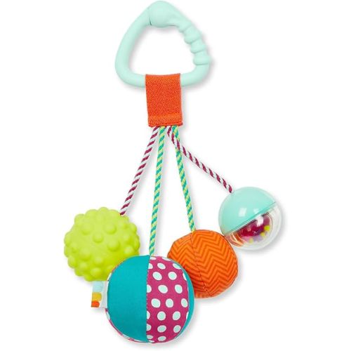 B. toys- B. baby- Sensory Baby Rattle – Baby Toy – 4 Balls & Clip – Colors, Textures & Sounds – Sounds So Squeezy- 3 Months +