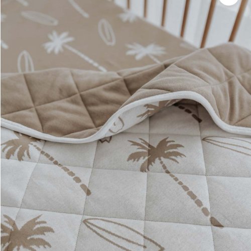 Bengali Bedding | Reversible Bed Quilts - Natural Surfing Palm