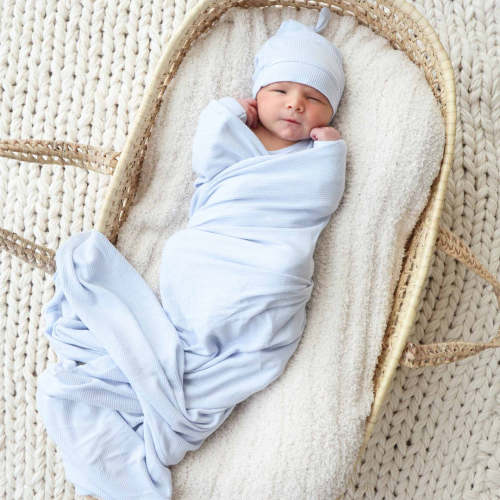 Ice Blue Bamboo Waffle Oversized Swaddle Blanket