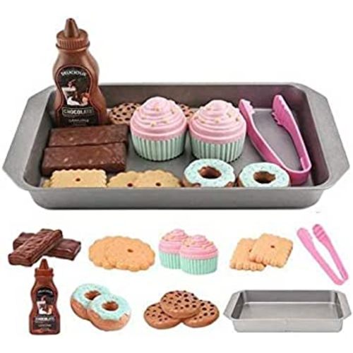 Elitoky Cookie Play Food Set, Play Food for Kids Kitchen - Toy Food Accessories - Toy Foods with Play Baking Cookies and Cupcakes Plastic Food for Pretend Play, Kids Toddler Childrens Birthday Gifts