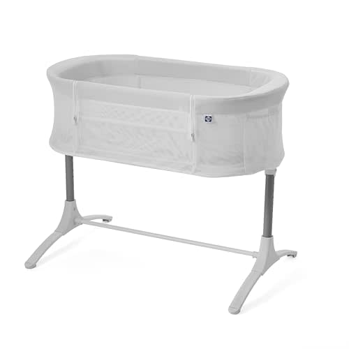 SEALY BABY Airy Dreams Breathable Portable Bedside Bassinet Sleeper Bed, 2 in 1 Baby Crib, Safe & Comfortable for Newborn Room Sharing, 9 Height Adjustable Settings, Storage Pocket, Drop Down Panel