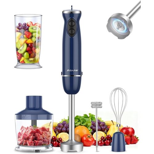 Immersion Blender Handheld Hand Blender, 1000W 5 in 1 Hand Mixer Stick, BPA-Free 12 Speed Handheld Blender 304 Stainless, Mixing Beaker, Chopper, Whisk, Milk Frother, Soup, Smoothies, Baby Food, Sauce
