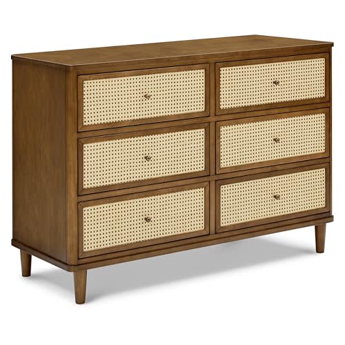Namesake Marin with Cane 6 Drawer Dresser in Natural Walnut with Blonde Cane