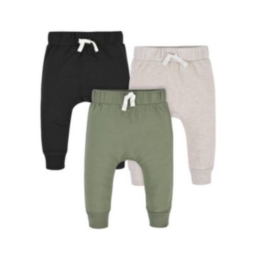 Baby Boys Boys' Green and Black Premium Joggers, 3-Pack