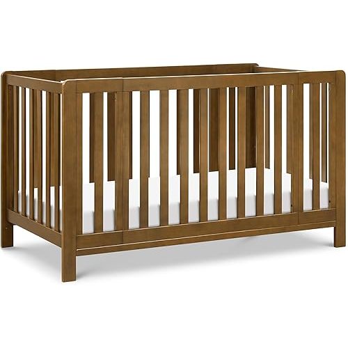 Carter's by DaVinci Colby Grow 6-in-1 Convertible Crib - Converts to Portable Bassinet, Full-Size Baby Crib w/Removable Wheels, Toddler Bed, Junior, Full-Size Bed - GREENGUARD Gold Certified - Walnut