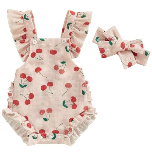 Mubineo Baby Girl Summer Clothes Ruffle Overall Romper Outfits Cute Sleeveless Overalls Rompers Newborn Outfit