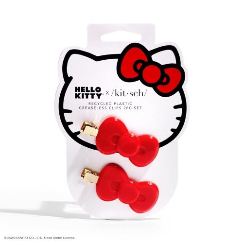 Hello Kitty x Kitsch Creaseless Hair Styling Pins - No Crease Clips for Makeup & Hairstyling | Pin Curl Hair Pins, 2pc Set