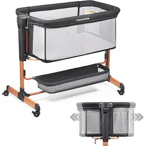 Baby Bassinet, 3 in 1 Bedside Sleeper for Newborn, Bedside Bassinet for Baby with 6 Adjustable Height, Soft Mattress, Compact, Easy to Fold