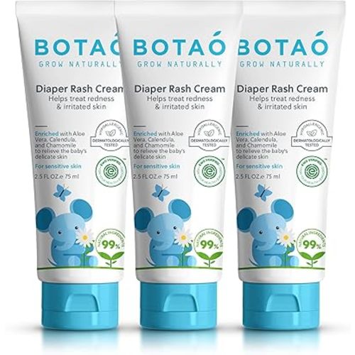 Baby's Natural Diaper Cream | Organic Diaper Cream EWG Verified | Naturally Soothes Baby Rashes | Baby zinc Ointment Natural | For Sensitive Skin with Aloe Vera & Calendula, 2.5Oz (3 Pack)