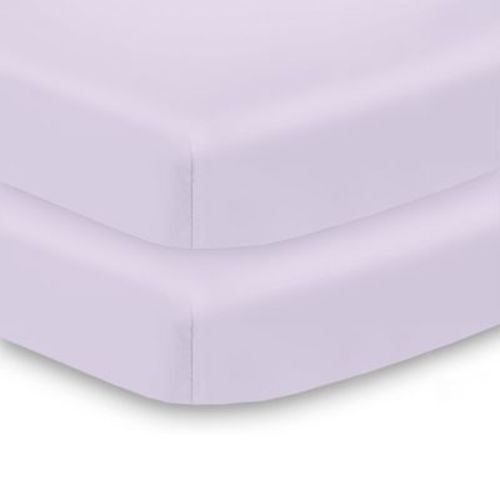 BreathableBaby All-in-One Fitted Sheet & Waterproof Cover, For 38" x 24" Mini Crib Mattress (2-Pack), Lavender