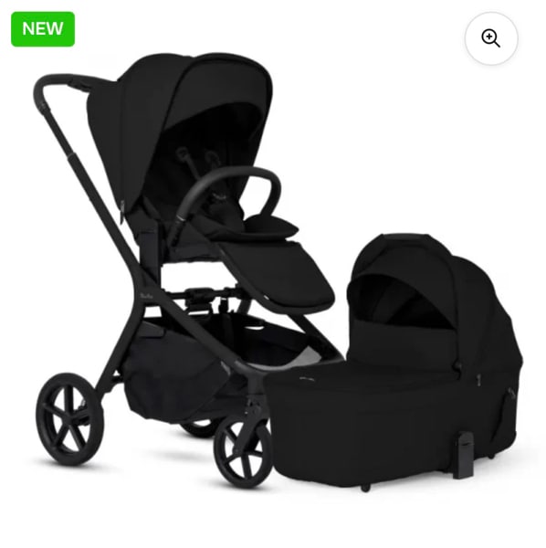 Silver Cross Breez Compact Stroller + Folding Bassinet Bundle - Onyx