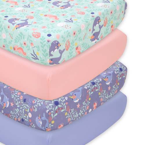 Ocean Girl 4-Pack Baby Girl Fitted Crib Sheet Set – The Peanutshell