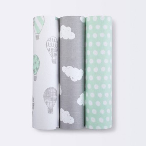 Swaddle Blankets In the Clouds 3pk - Cloud Island™ Joyful Mint