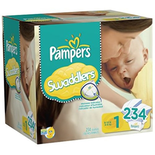 Pampers Swaddlers Disposable Diapers Newborn Size 1 (8-14 lb), 234 Count, ECONOMY PACK PLUS - Size 1 (234 Count)
