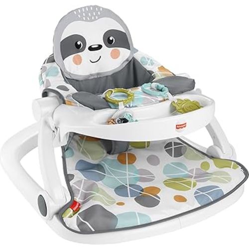 Fisher-Price Portable Baby Chair Sit-Me-Up Floor Seat with Snack Tray, Developmental Toys & Washable Seat Pad, Cute Sloth